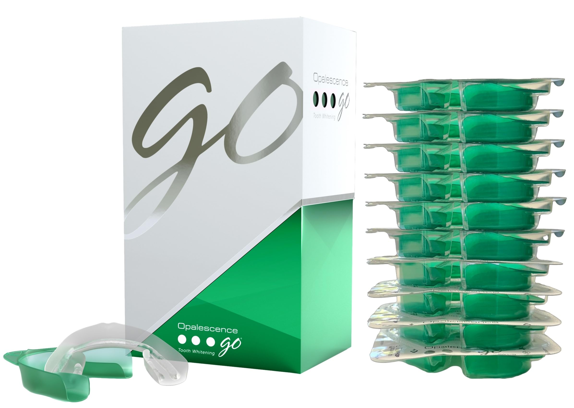 Opalescence Go 15- Prefilled Teeth Whitening Trays Kit - 15% Hydrogen Peroxide - (10 Treatments) Dentist Recomended - Made by Ultradent Products. Teeth Whitening Kit -Mint - 5194-1