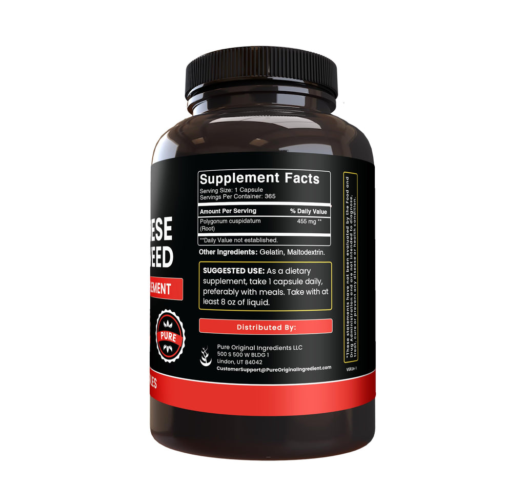 Pure Original Ingredients Japanese Knotweed, (365 Capsules) No Magnesium Or Rice Fillers