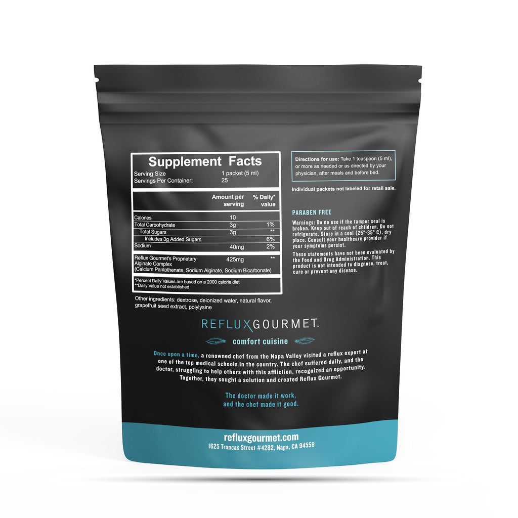 REFLUX GOURMET Mint Chocolate & Vanilla Caramel Rescue – Alginate Complex – Digestive Support Formula – Single Serve 25 Pack