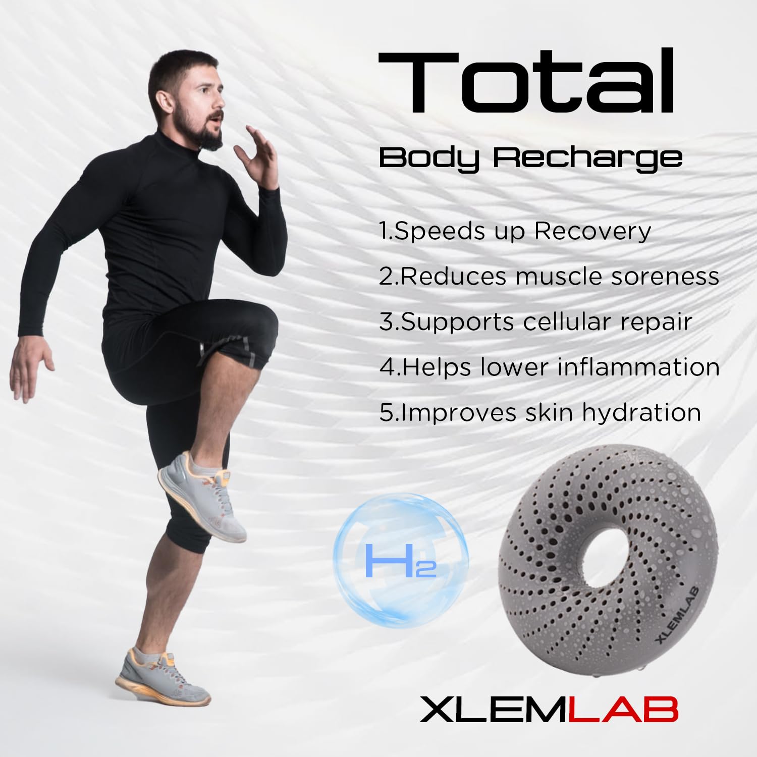 XLEMLAB 14 Days Reuseable Molecular Hydrogen Bath Bombs Boost Energy Muscle Recovery,Birthday Gift for Men – H2 Hydrogen Water Tablets for Ice Plunge Spa, Full Body Soaking