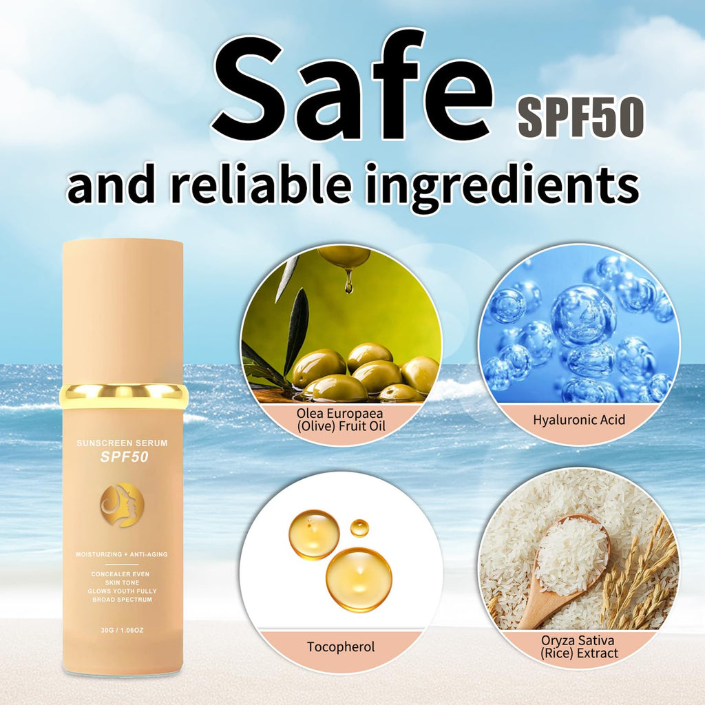 4 in 1 Foundation Liquid - Concealer and Moisturizer - Sunscreen Serum SPF50 - Color Changing Foundation Light Spectrum - UVA/UVB Protection, Hydrating & LongLasting