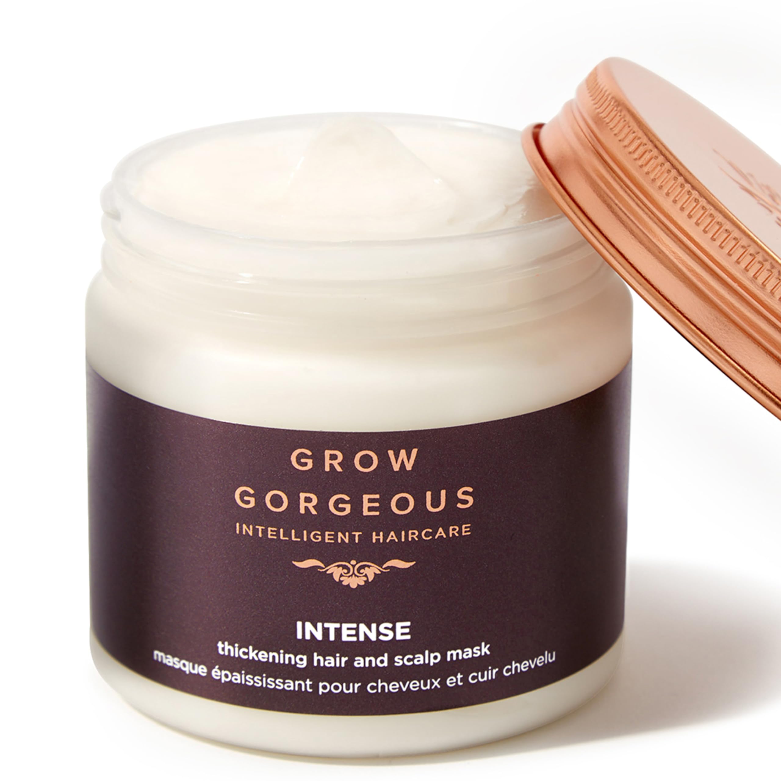Grow Gorgeous Intense Thickening Hair and Scalp Mask, 200ml - With Hyaluronic Acid and Shea Butter for Fuller and Healthier Hair - Vegan