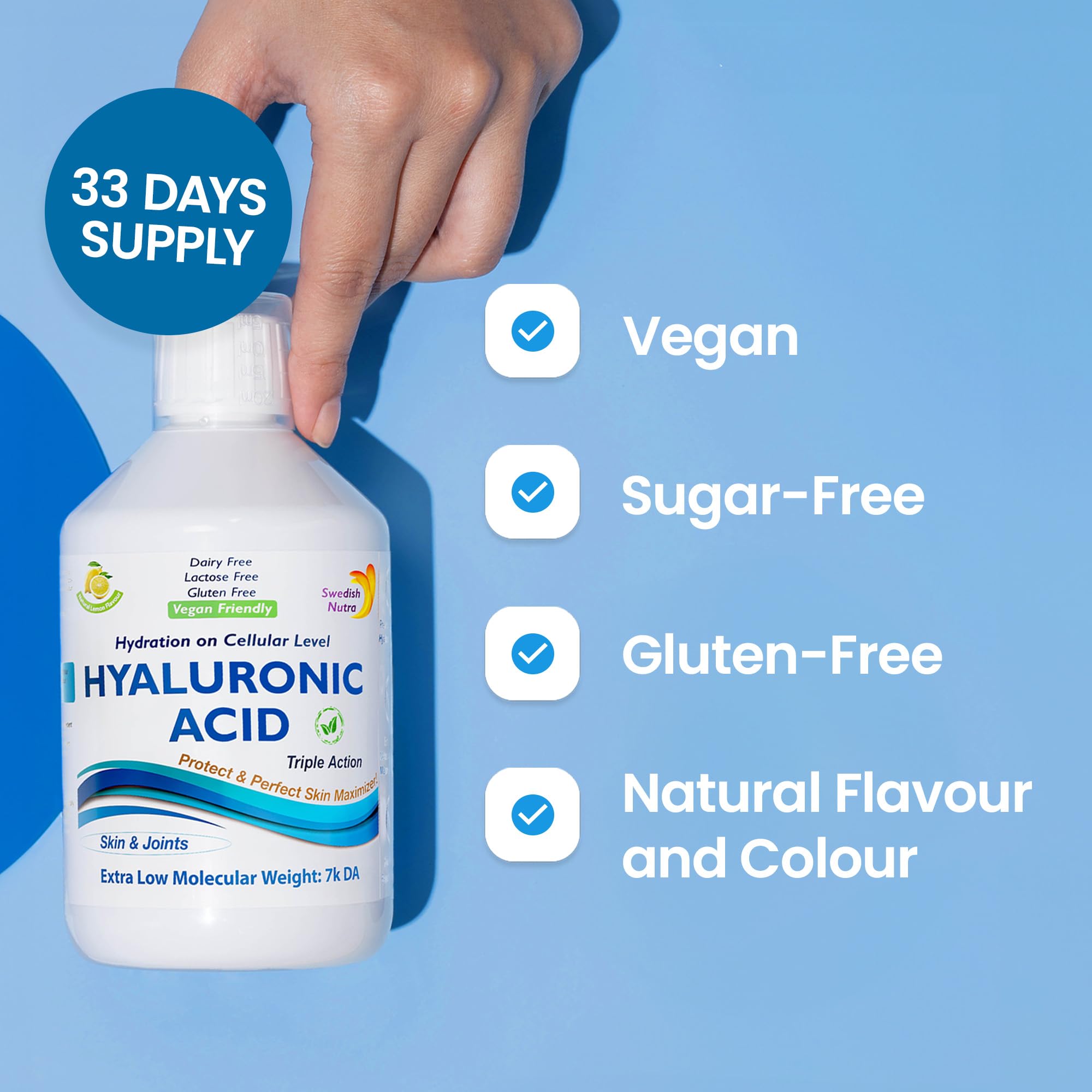 Swedish Nutra Hyaluronic Acid Liquid, 500 ml, 33 Day Supply