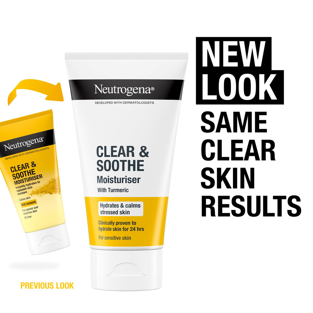 Neutrogena Clear & Soothe Hydrating Face Moisturiser with Turmeric (1x 75ml), Soothing and Balancing Moisturiser for Dry and Sensitive Skin, Face Care to Calm and Hydrate
