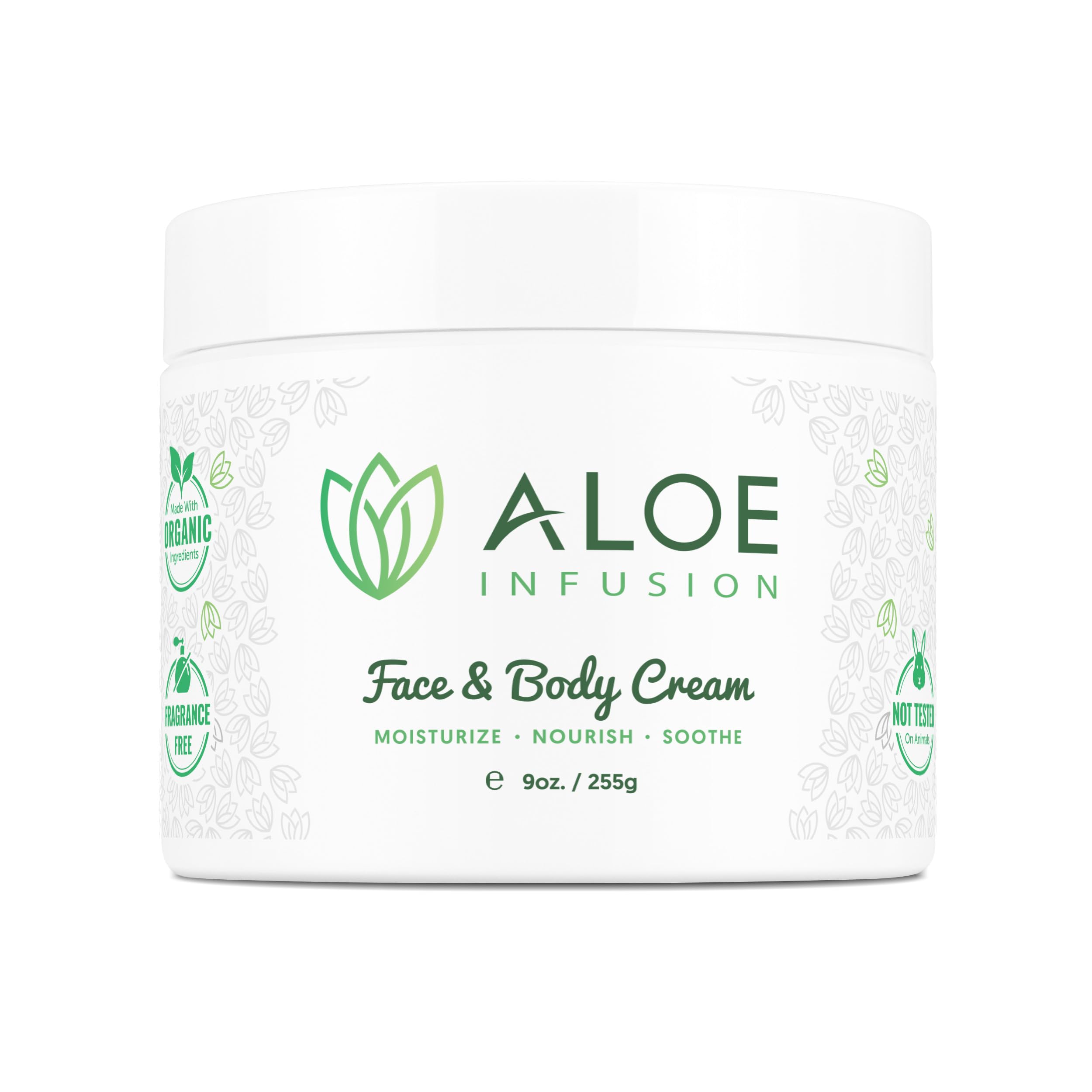 Aloe Infusion Aloe Vera Face & Body Cream – Natural Moisturizer for Dry, Sensitive & Irritated Skin – Hydrating, Non-Greasy Lotion with Shea Butter & Manuka Honey – After-Sun Care & Eczema Cream
