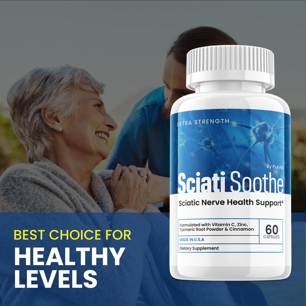 (3 Pack) Sciatisoothe Supplement for Sciatica, Sciati Soothe Nerve Health, Sciatisoothe Capsules Vitamins, Sciatisoothe Advanced Overall Wellness Support Maximum Strength Formula USA (180 Capsules)