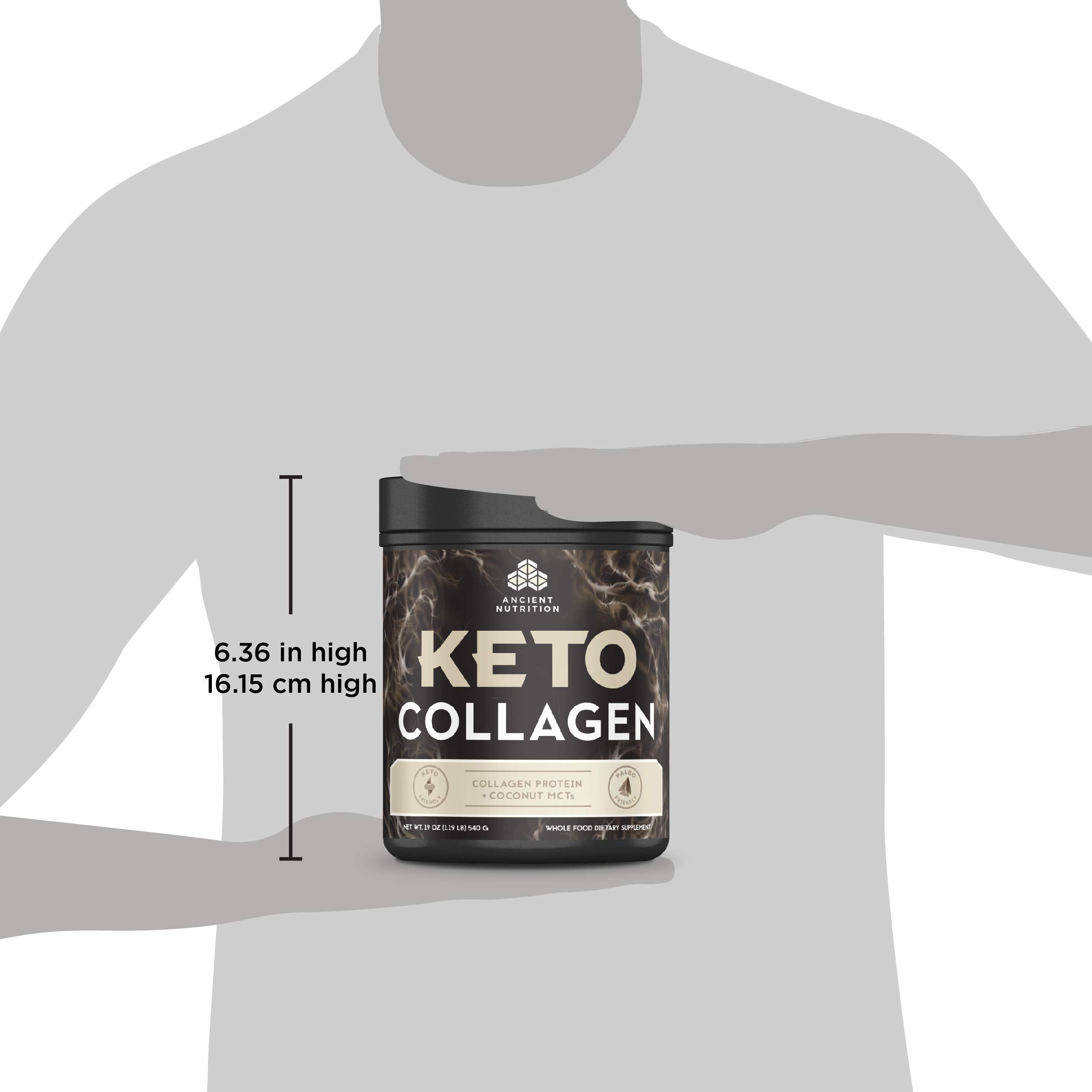 Ancient Nutrition Keto Collagen Powder Drink Mix, Keto Diet Supplement with MCT, Hydrolyzed Collagen Peptides to Support Healthy Skin and Joints, 30 Servings, 19 oz (Packaging May Vary)