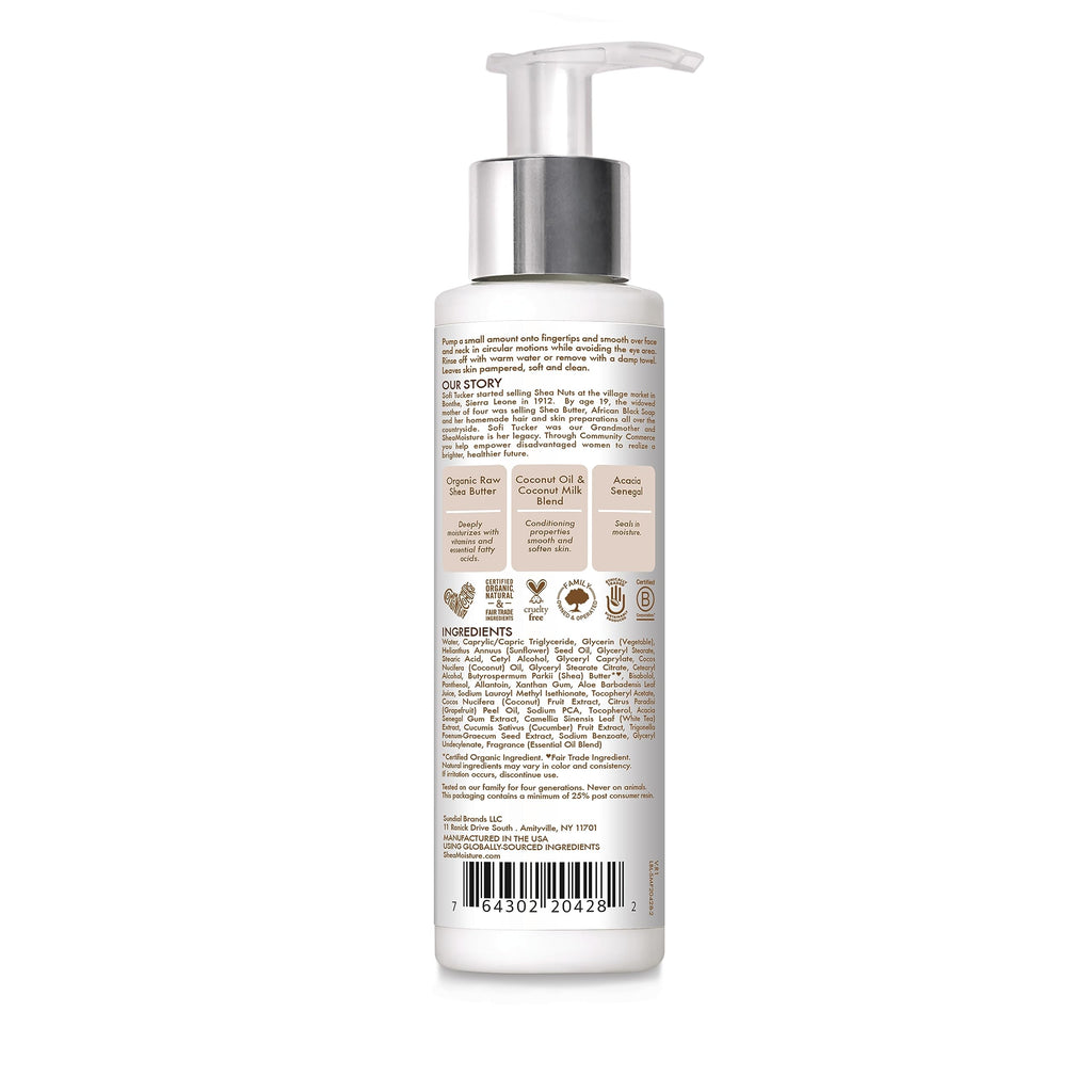 SheaMoisture Face Wash for Women & Men - Hydrating Facial Cleanser with 100% Virgin Coconut Oil, Acacia Senegal, Coconut Milk, Daily Face Cleanser for Soft and Restored Skin, 4 Fl O