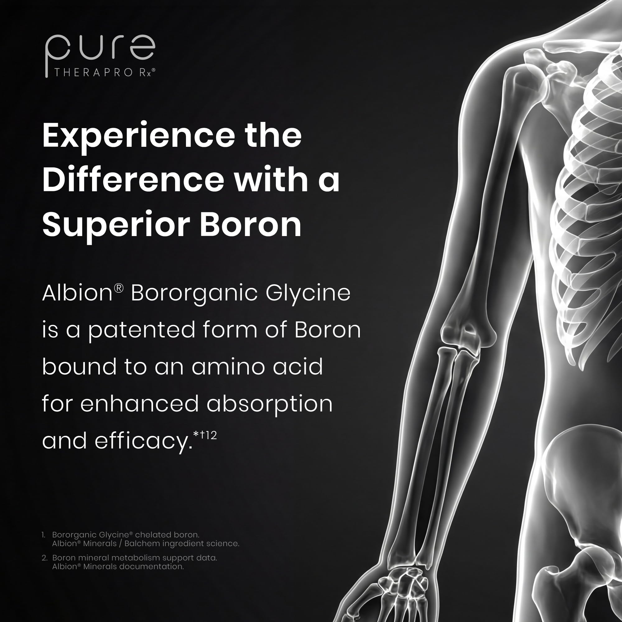 Pure TheraPro Rx Bio Boron, 30mg/Capsule, 90 Capsules, Bororganic Glycine Boron Supplements for Men & Women, Vegan Mineral Supplements for Bones, Cardiovascular Function & Immunity Support