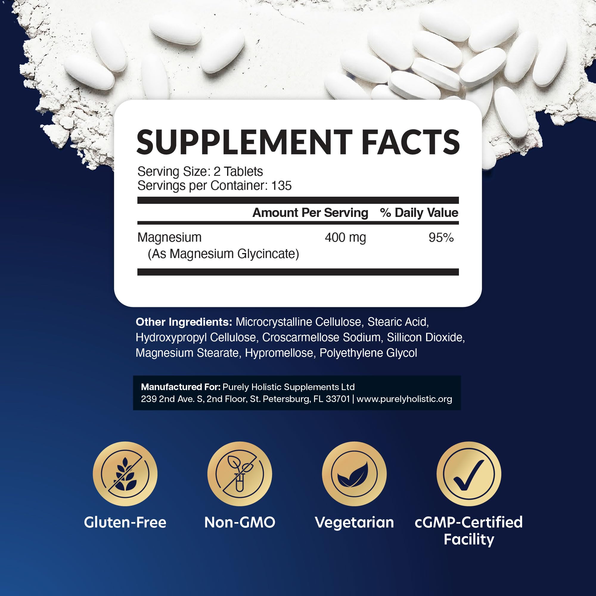 Magnesium Glycinate 400mg, 4+ Month Supply, Sleep, Relax & Muscle Support