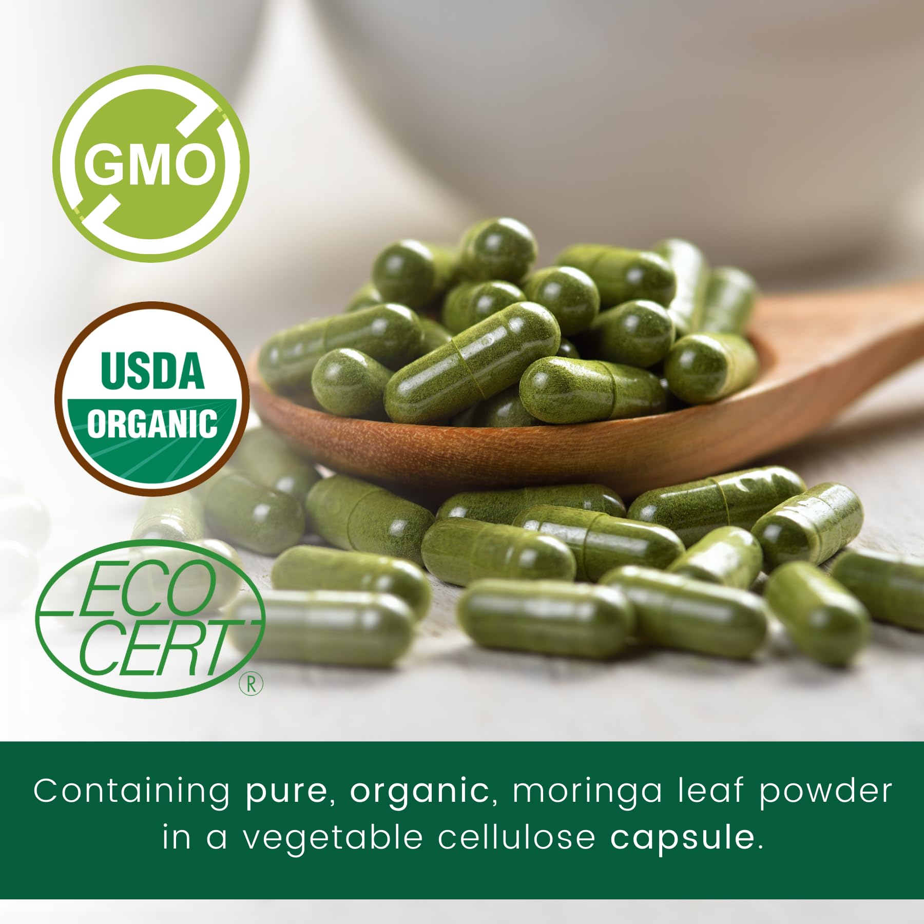Green Virgin Products Moringa | 90 Vegan Capsules | Certified Organic | Pure Moringa Leaf Powder