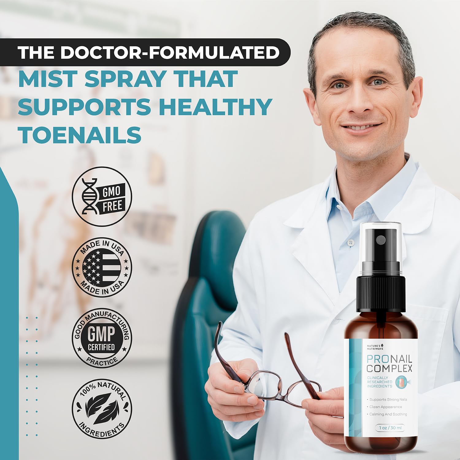 Pronail Complex Spray - ORIGINAL FORMULA Toenail Treatment Extra Strength, Restores Appearance of Discolored/Damaged Nails, Toe and Fingernail Repair - 100% Natural Ingredients - 3 Month Supply