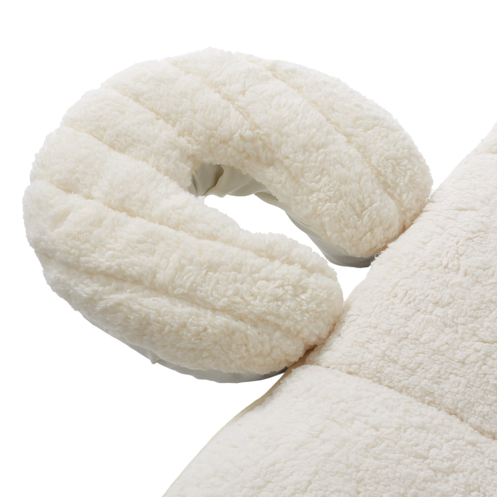 Saloniture Fleece Reversible Quilted Massage Table Pad & Face Cradle Set - Soft and Comfortable 1/2" Thick Facial Bed and Headrest Cover - Natural