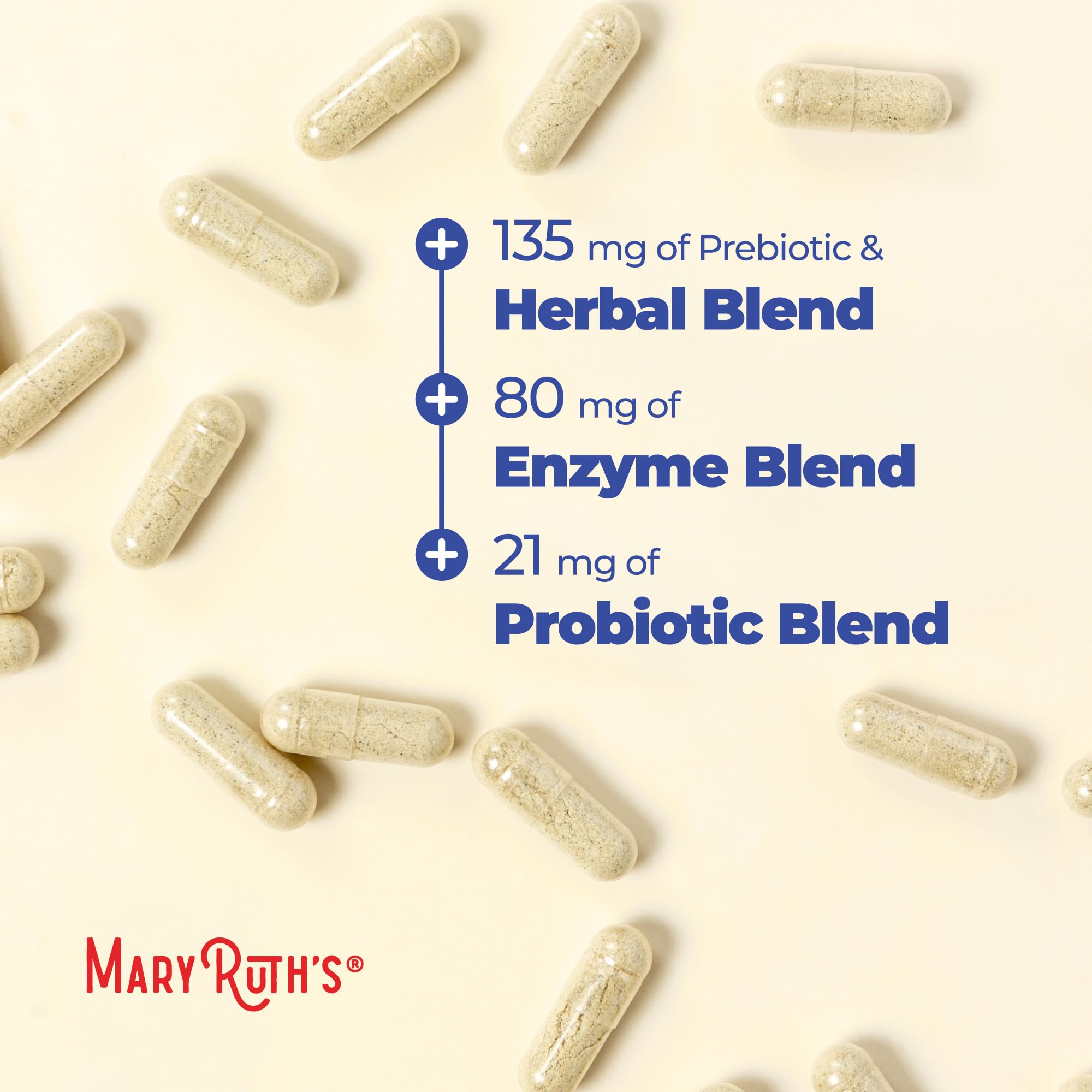 MARYRUTH'S Gut Flora Health+ Enzymes | Prebiotic & Probiotic Digestive Enzymes for Healthy Gut Biome & Digestive Support | Gastrointestinal Health | CLP Certified | 60 Capsules | 2 Month Supply