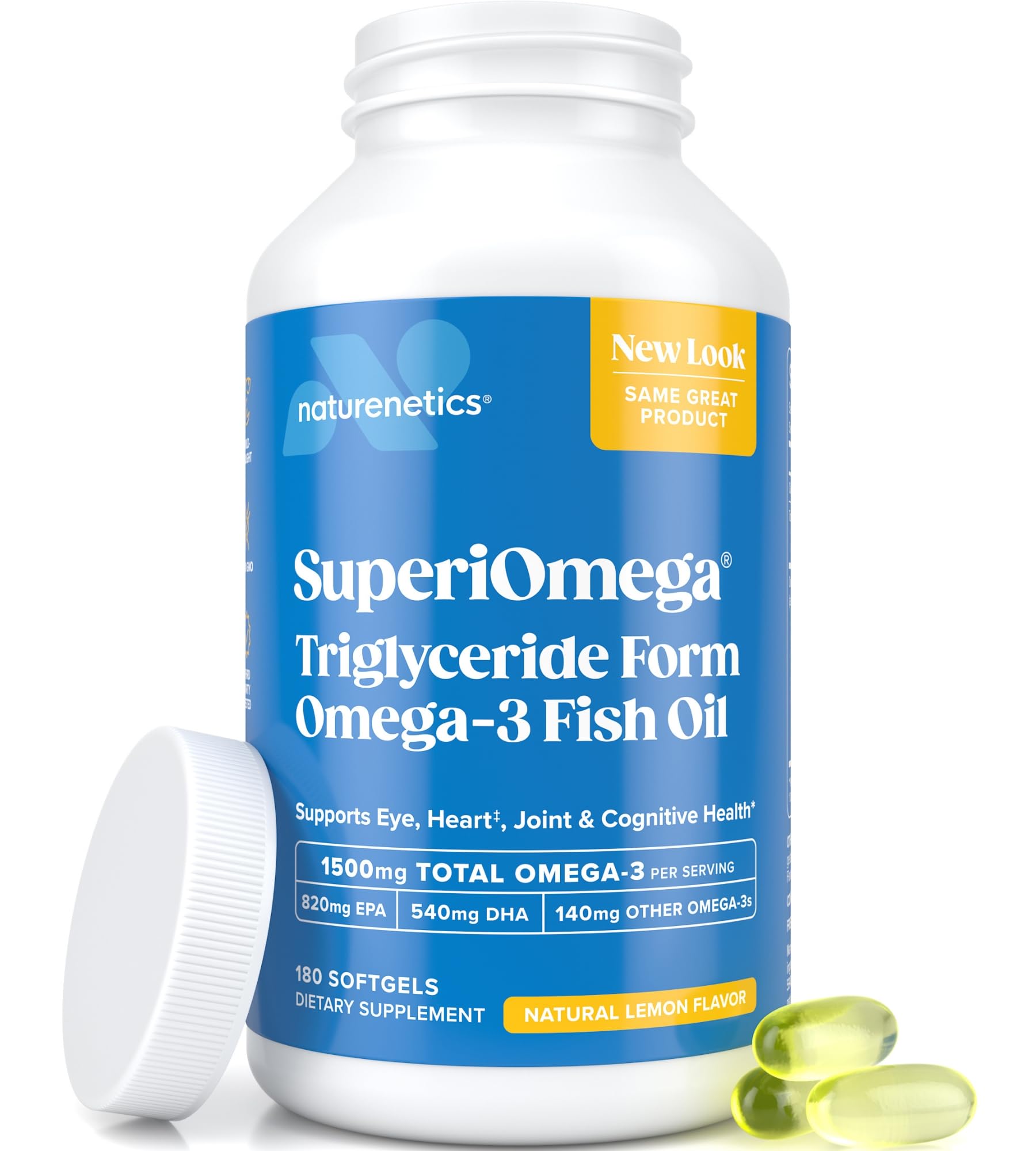 SuperiOmega rTG Triglyceride Form Omega 3 Fish Oil 1500mg EPA DHA 180ct