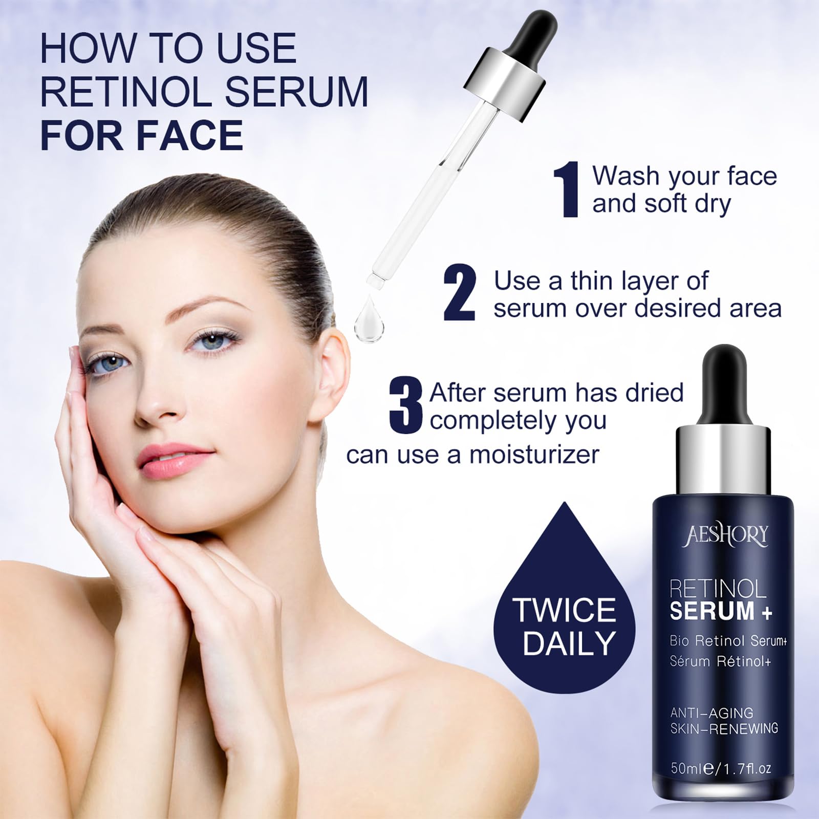 Retinol Serum for Face/Neck/Eyes 50ml, High Strength with 5% Retinol, 30% Vitamin C, Vitamin E & Hyaluronic Acid - Anti Aging Facial Serum for Moisturizing, Fine Line and Wrinkles, Skin Repair