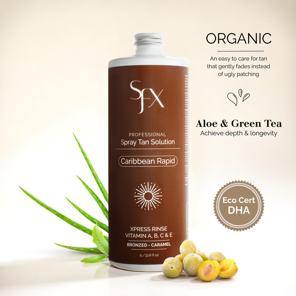 SunFX Caribbean Rapid - All Natural Spray Tanning Solution(1L/33.8 fl oz, DARK SUMMER)