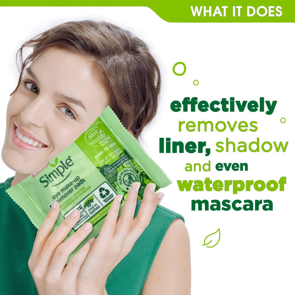 Simple 2 Packs =60 Pads Of Kind To Eyes Eye Make-Up Remover Pads
