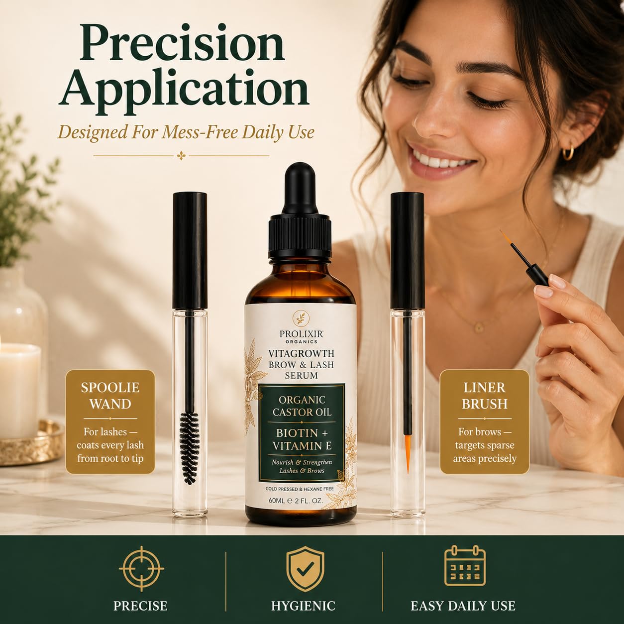 Prolixir 60ml Organic Castor Oil with Biotin & Vitamin E Serum for Eyebrow & EyeLash Growth