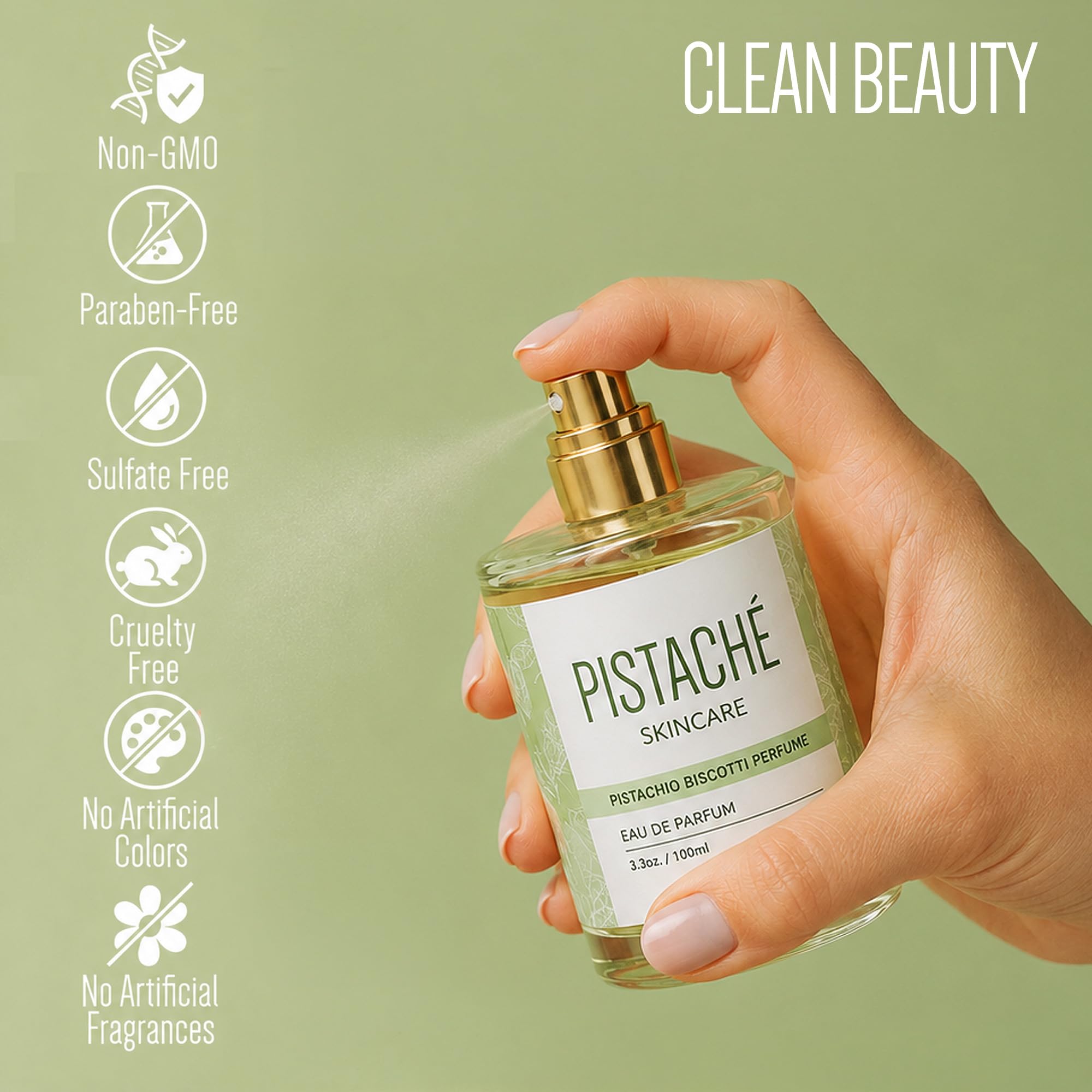 Pistaché Skincare Pistachio Biscotti Perfume Eau de Parfum | Nutty & Sweet Boyfriend Butter Scent | Long-Lasting Fragrance, 3.38 oz