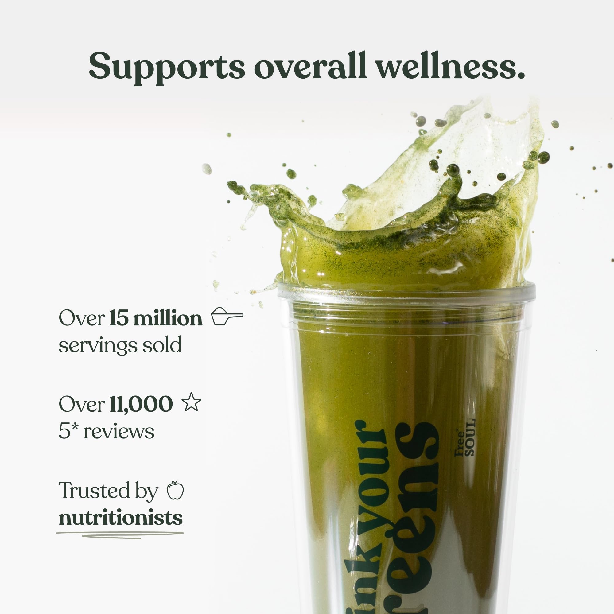 Free Soul Greens - 21 Advanced Greens, Superfoods, and Adaptogens Including KSM-66® Ashwagandha, Vegan & Gluten-Free, Advanced Natural Formula, UK Made, 30 Servings (Original)