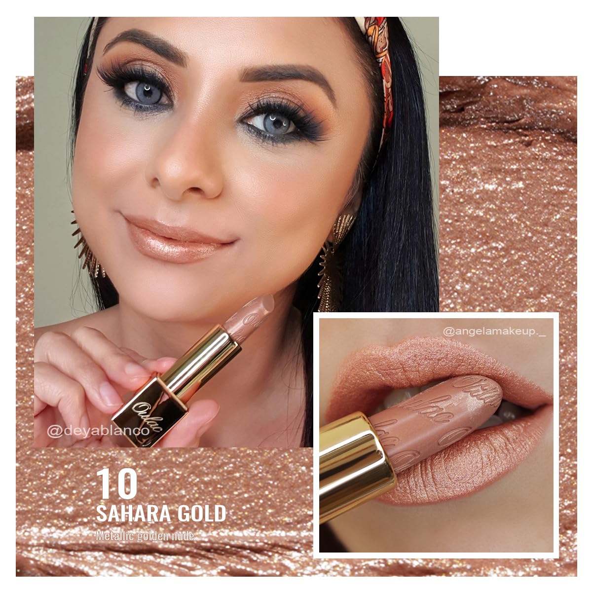 OULAC Metallic Shine Glitter Lipstick Set, Nude High Impact Lipcolor, Lightweight Soft and Ultra Hydrating, Long Lasting, Vegan 15+17