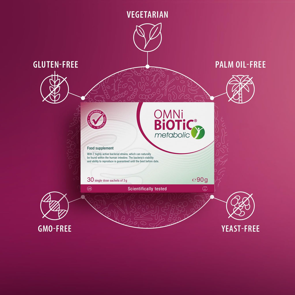 OMNi BiOTiC metabolic | Balance in the Intestine | Highly Active Intestinal Bacteria | 30 Sachets | Powder | Vegetarian | Gluten-Free | for Daily Use