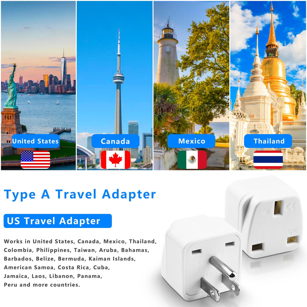 UK to US Plug Adapter, 2 Pack UK to US Adapter, UK to US Plug Adapter, US Plug Adapter
