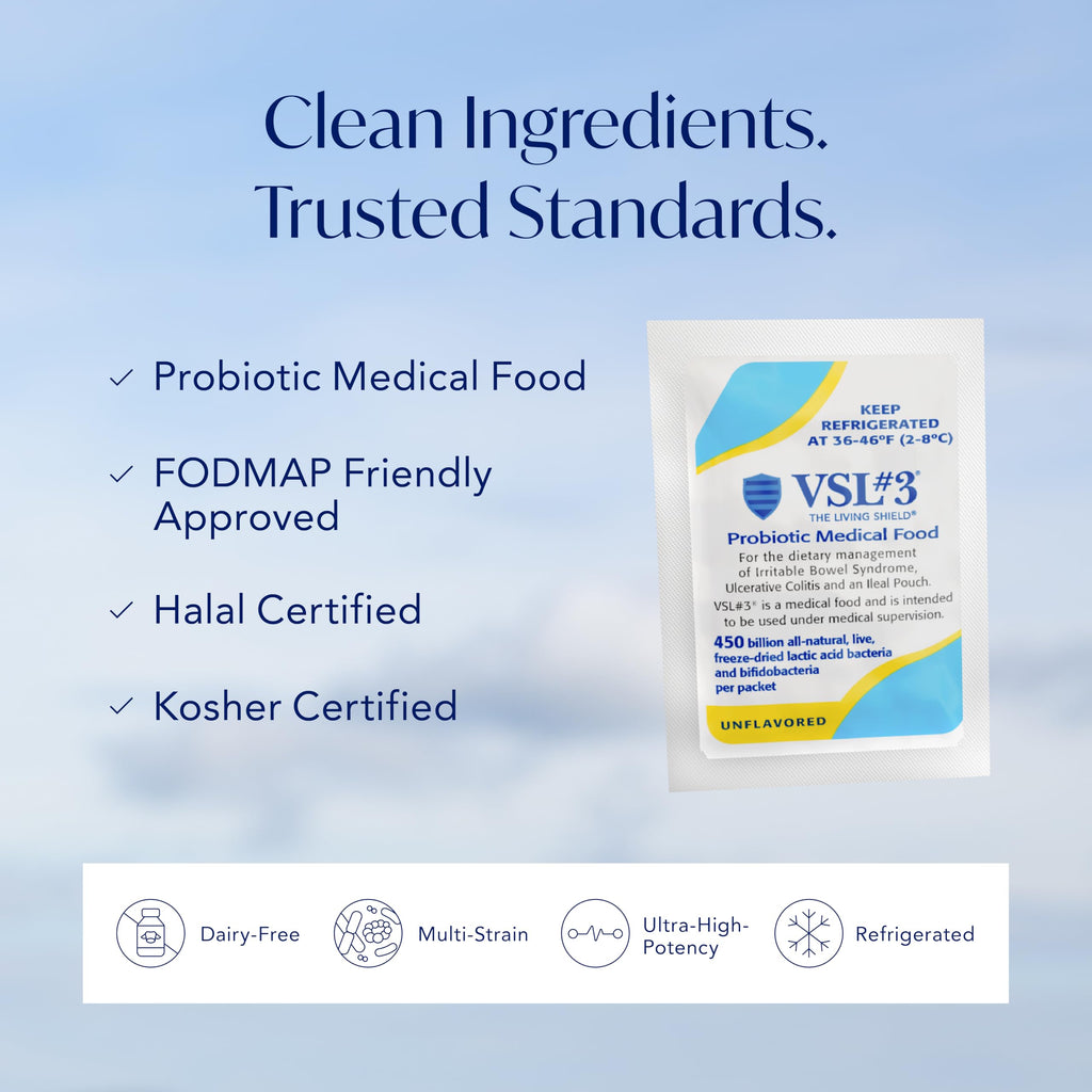 VSL#3® Probiotic Powder for Digestive Health, IBS & UC Symptoms - 450B CFUs, High-Potency, Multi-Strain, Live, Refrigerated Probiotic, Medical Food for Gut Health Support in Men & Women, 30 Pack