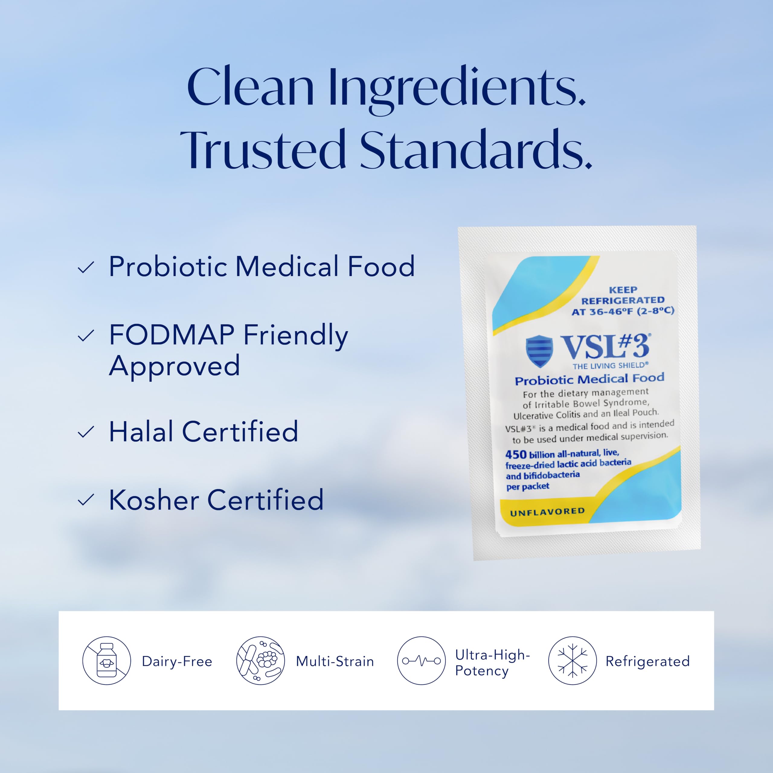 VSL#3® Probiotic Powder for Digestive Health, IBS & UC Symptoms - 450B CFUs, High-Potency, Multi-Strain, Live, Refrigerated Probiotic, Medical Food for Gut Health Support in Men & Women, 30 Pack