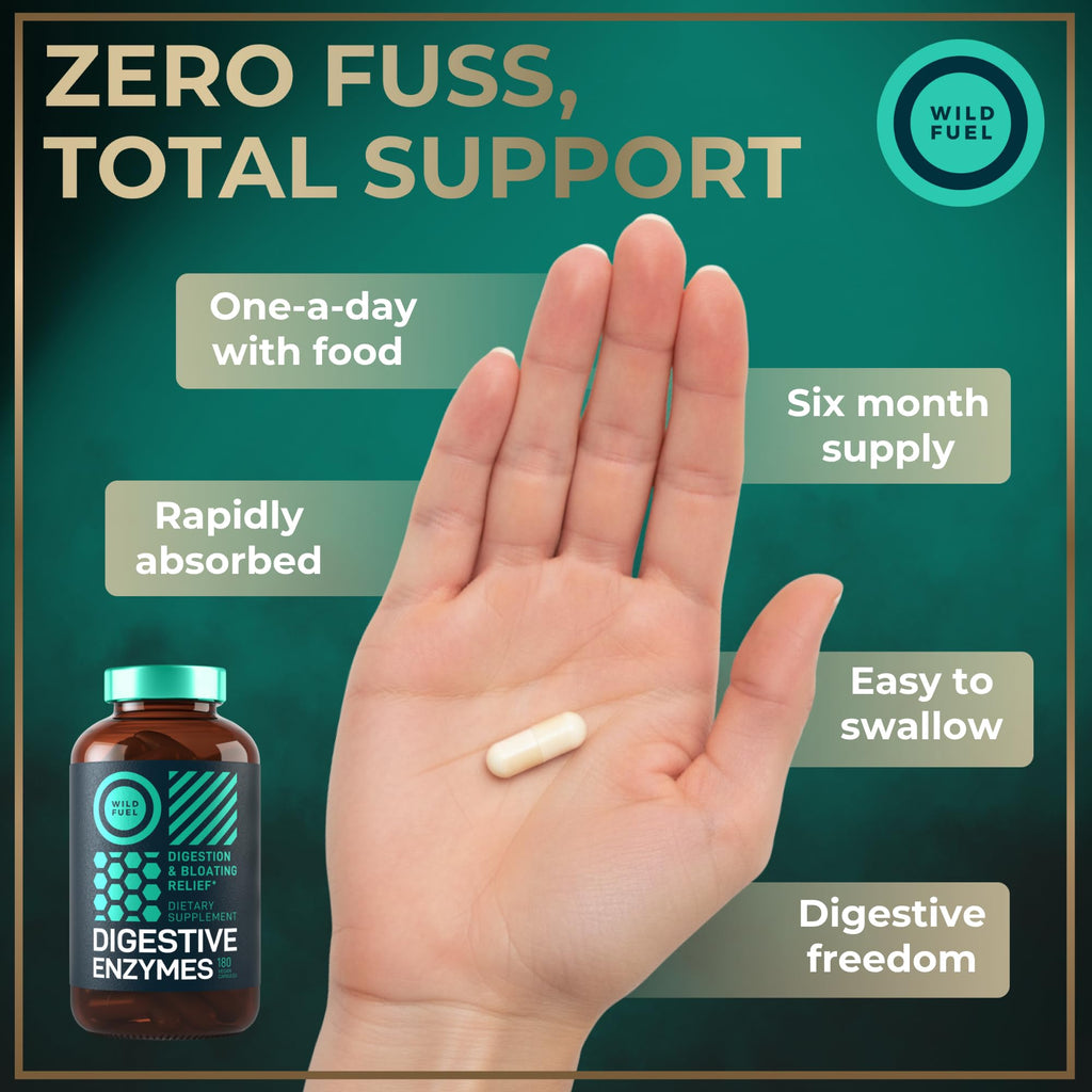Complete Digestive Enzymes for Women & Men - 800mg Vegan Digestive Enzymes and Probiotics Prebiotics - Bloating Support, Gut Health & Digestion Supplement with Artichoke, Ginger, Papaya - 180 Capsules