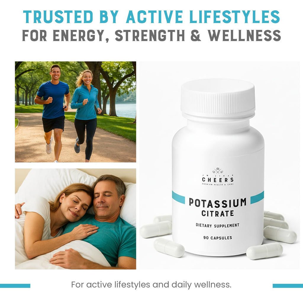 Cheers Potassium Citrate Supplement | 948mg Per Serving | 20% Daily Value | Supports Muscle, Nerve & Heart Function | High Absorption Electrolyte | 90 Vegan Capsules