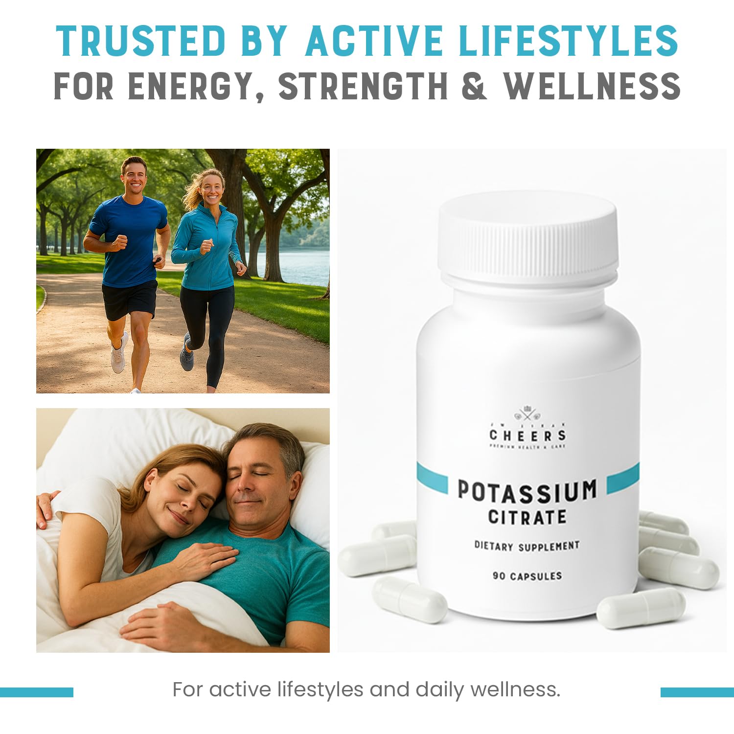 Cheers Potassium Citrate Supplement | 948mg Per Serving | 20% Daily Value | Supports Muscle, Nerve & Heart Function | High Absorption Electrolyte | 90 Vegan Capsules