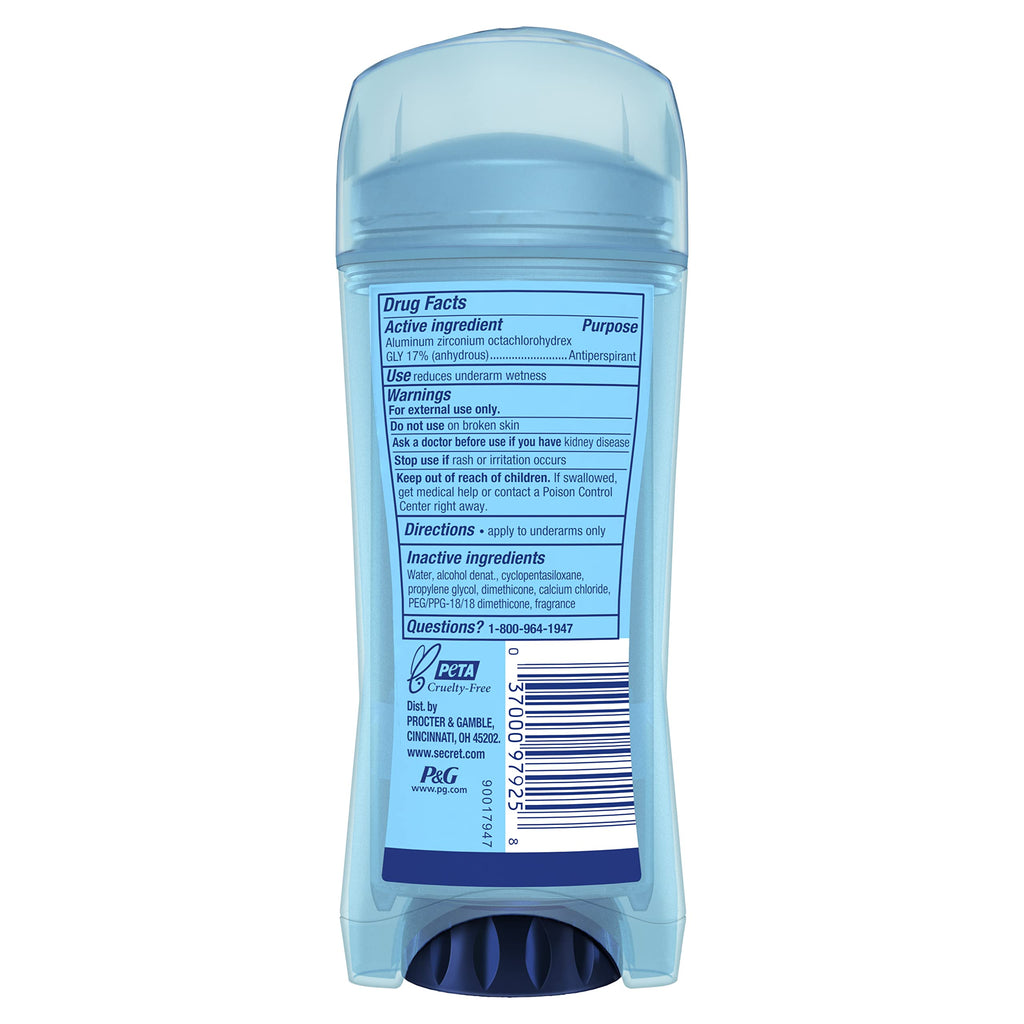 Secret Antiperspirant Deodorant Women, Unscented Clear Gel, Outlast, 3.4 oz (Pack of 3)