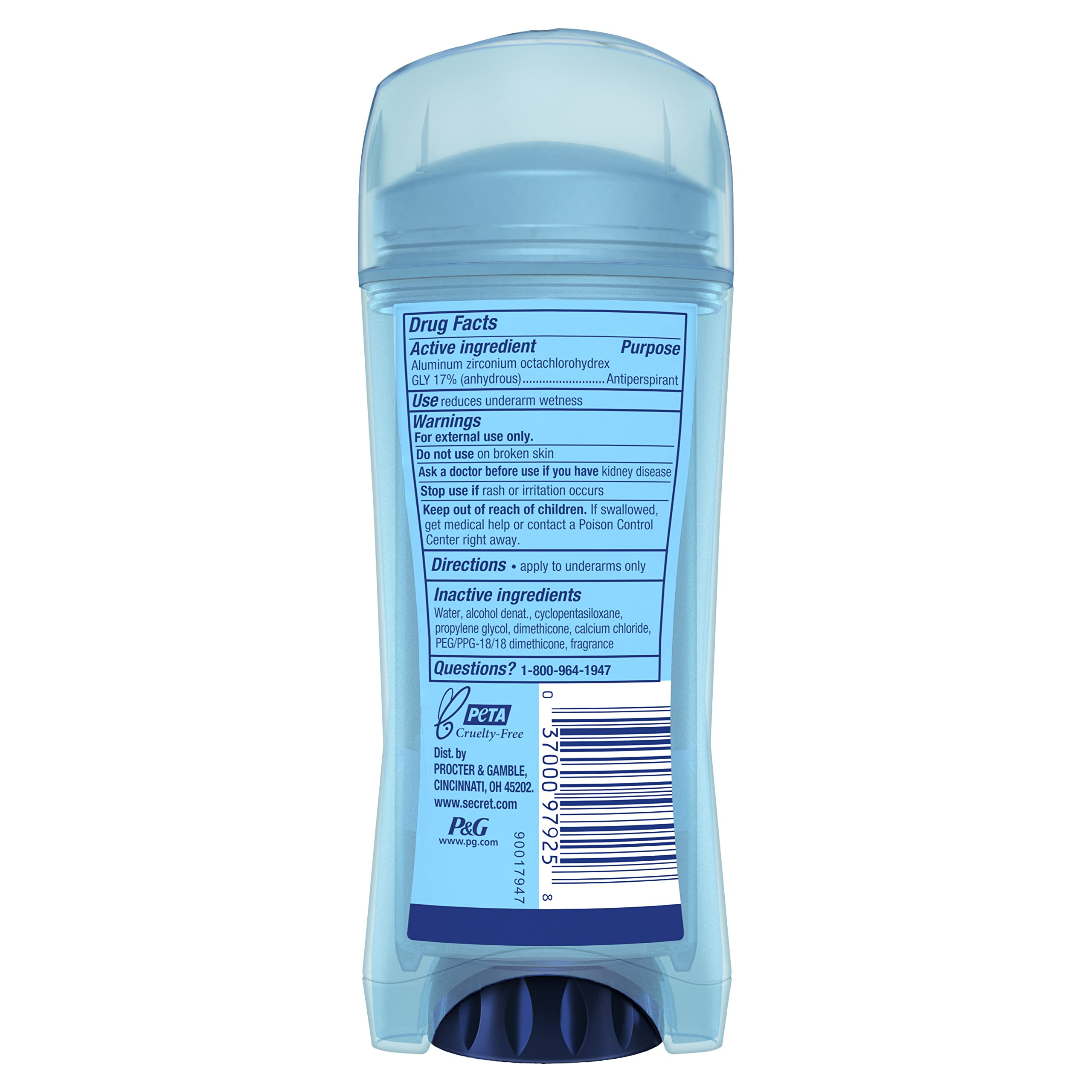 Secret Antiperspirant Deodorant Women, Unscented Clear Gel, Outlast, 3.4 oz (Pack of 3)