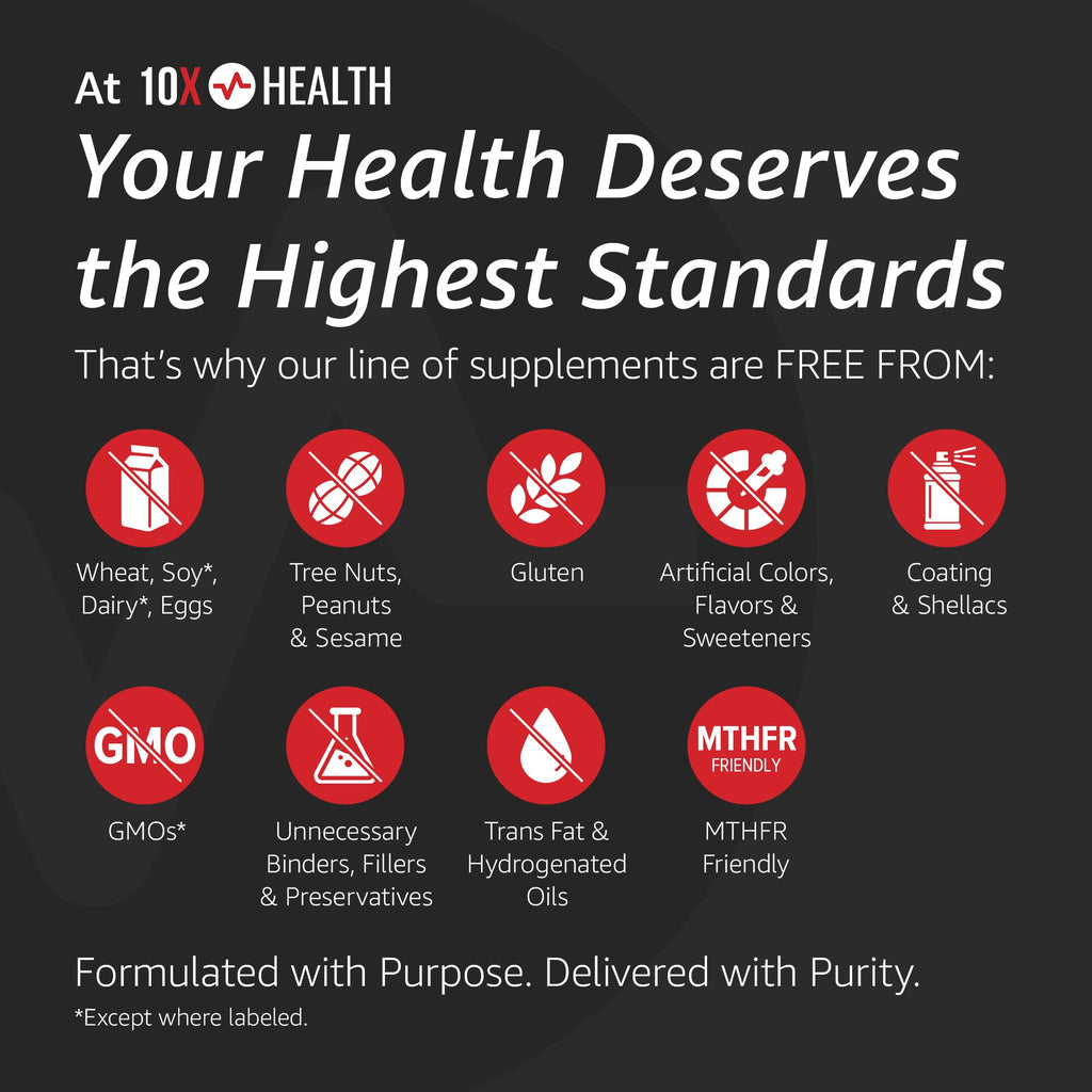 10X Health Amino Acids - 30 Servings of EAA & BCAA Powder, Pre Workout BCAA with Essential Amino Acids Supplement - BCAAs & EAAs for Longevity, Muscle Support, Strength, Energy - Fruit Punch