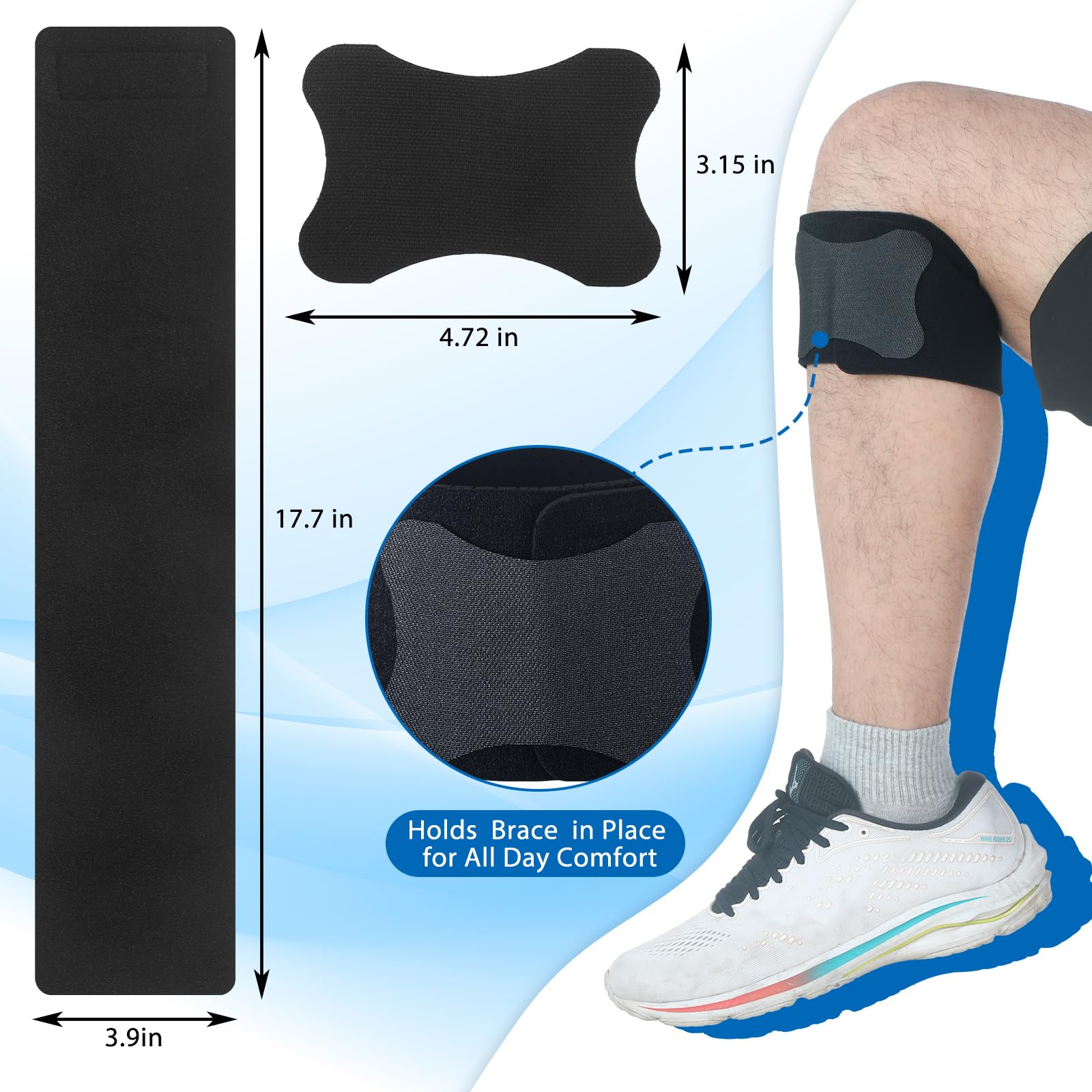 Foilswirl 3 Pcs Anti Slip Strap Knee Brace Support Anti Slip Strap to Prevent Skin Chafing and Slipping with Knee Brace to Prevent Skin Chafing and Slipping