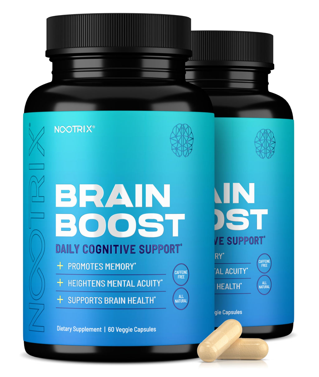 Nootrix Brain Boost Nootropic Supplement | 60 Day Supply | Supports Memory, Mental Focus, Cognitive Health & Energy | Promotes Healthy Mood & Brain Function | Ginkgo Biloba & DMAE