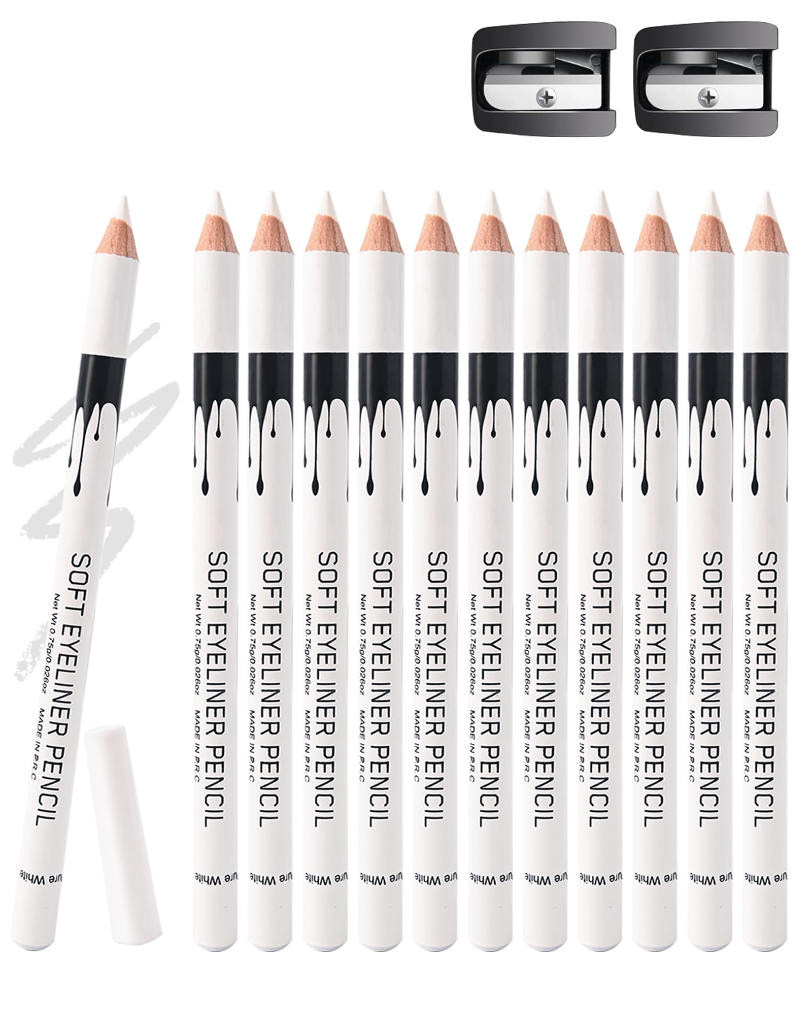 12 Pcs Barber Pencil for Lineup, White Magic Smudge-Proof Beard Pen Hairline Pencils Barber Chalk Set with Sharpener, Edge Hair Design Hairline Outliner Pencil & Beard Shaping Guide Pen for Men Makeup
