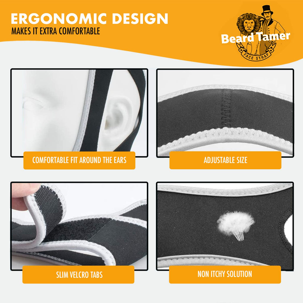 Beard Tamer Strap GROOMARANG Beard Shaper Face Strap - Prevent Bushy, Tangled, Itchy Beards and Keep Beard Oil Locked in - Black