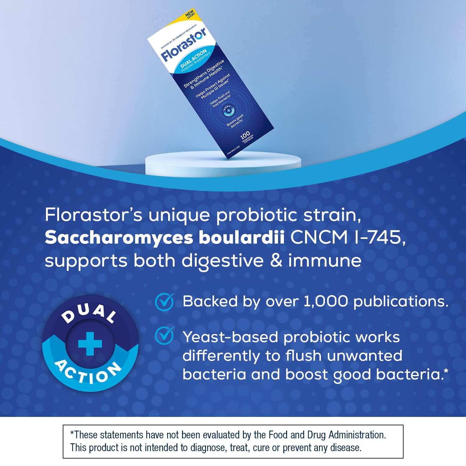 Florastor Probiotic for Digestive and Immune Health, 100 Capsules