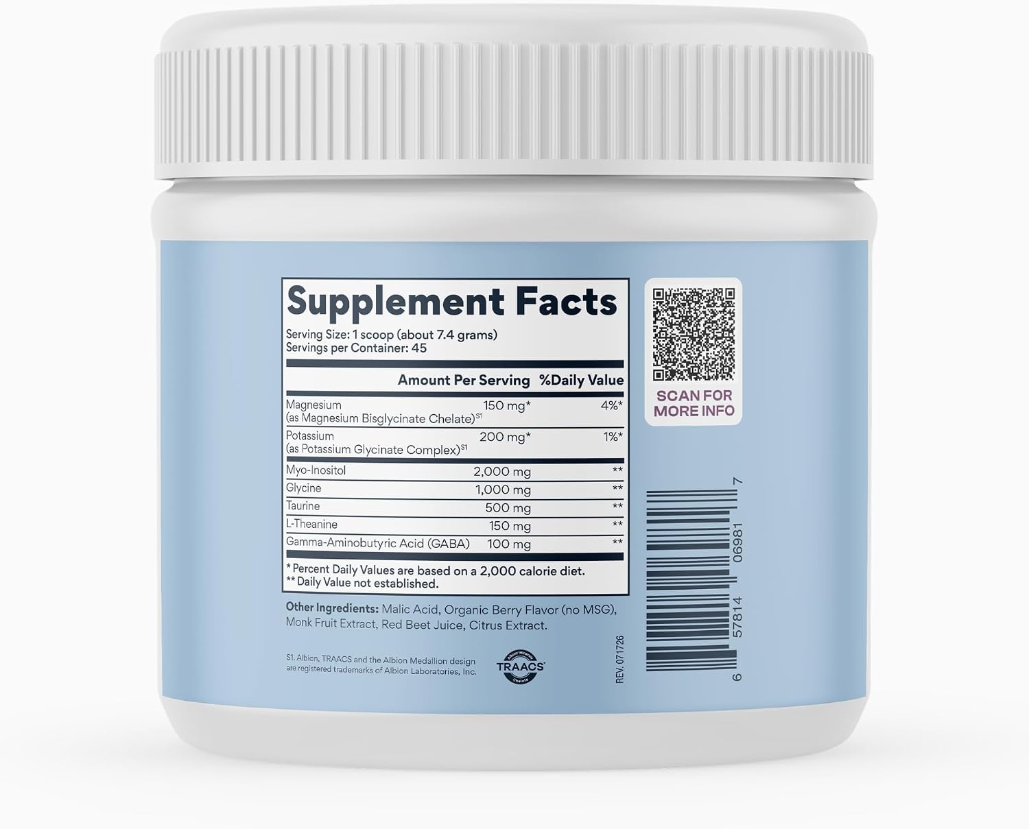 MYOXCIENCE Myo Relax & Calm | Myo-Inositol, L-Theanine, Taurine, Magnesium & GABA | Supports Sleep, Neurotransmitter & Hormone Support (MIXED BERRY Flavor) (45 Servings)