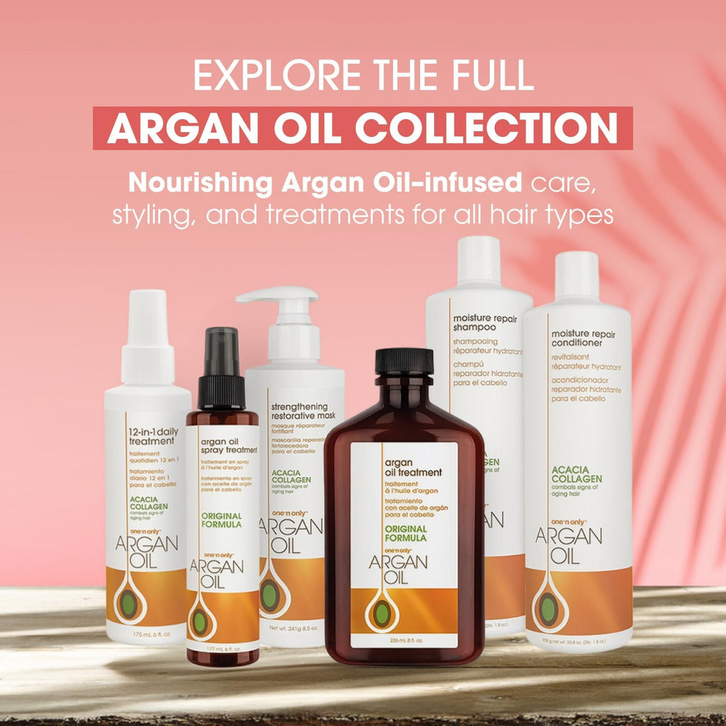 One n Only Argan Oil Hair Treatment - Lightweight & Hydrating Hair Oil for Natural, Wigs & Extensions - Shine Enhancing, Heat Protectant & Frizz Control (8 oz, 3pk)