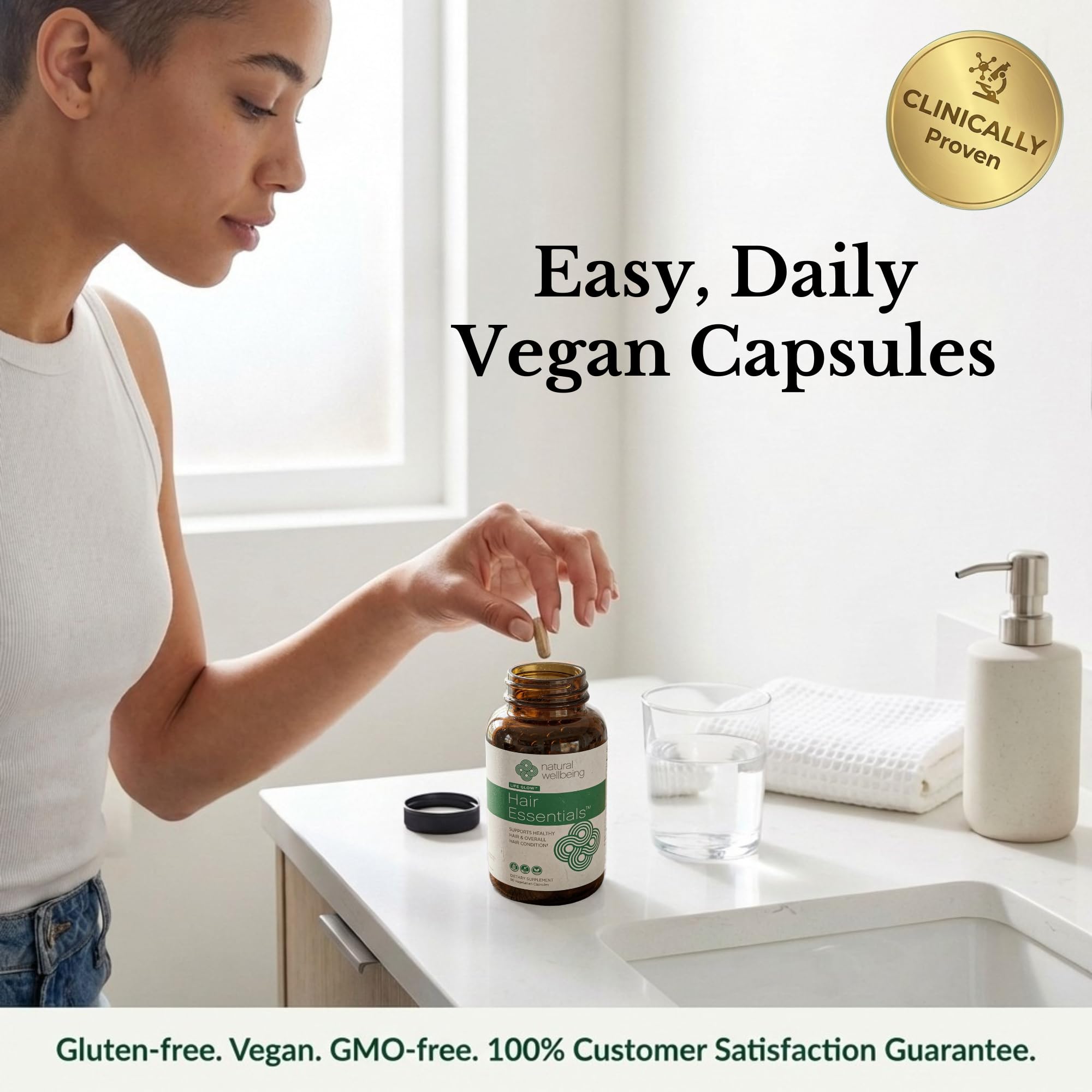 Natural Wellbeing Hair Essentials – DHT Blocker Hair Growth Supplement for Women & Men – Saw Palmetto, Biotin, – Vegan Capsules – Stops Shedding & Thinning (90 Count, 1-Month Supply)