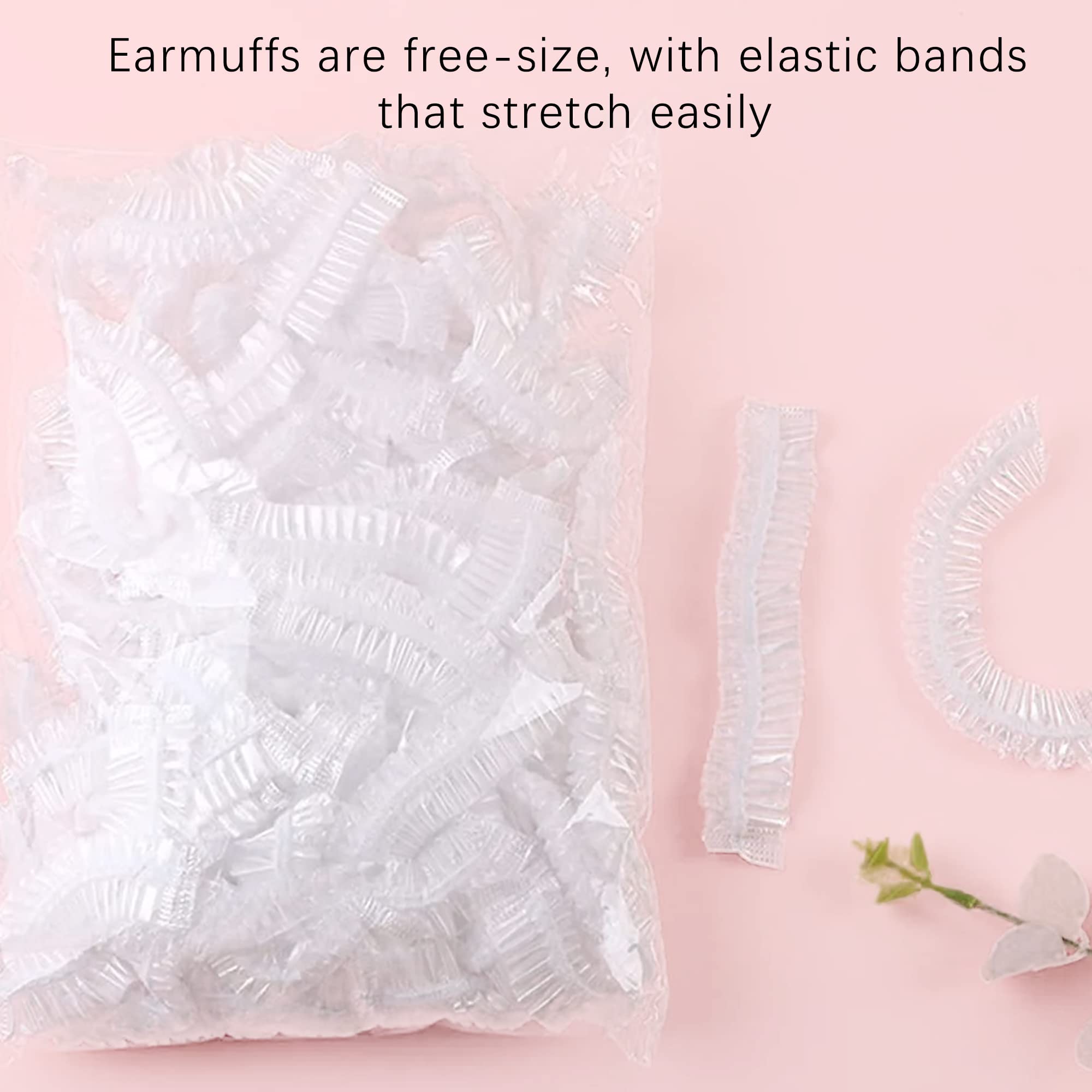 100 Pack Disposable Ear Protectors - Clear Ear Covers for Shower, Bathing, Salon