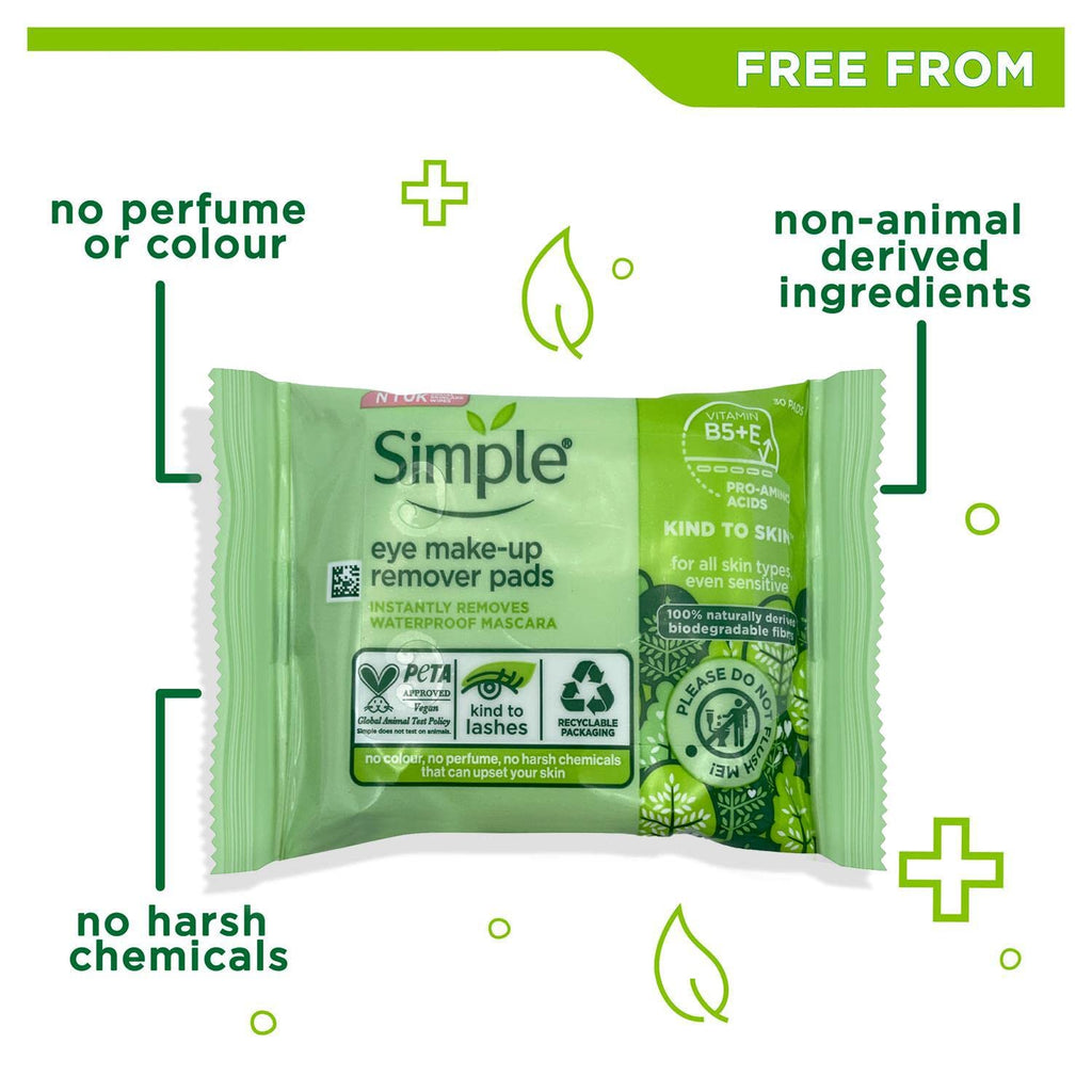 Simple 2 Packs =60 Pads Of Kind To Eyes Eye Make-Up Remover Pads