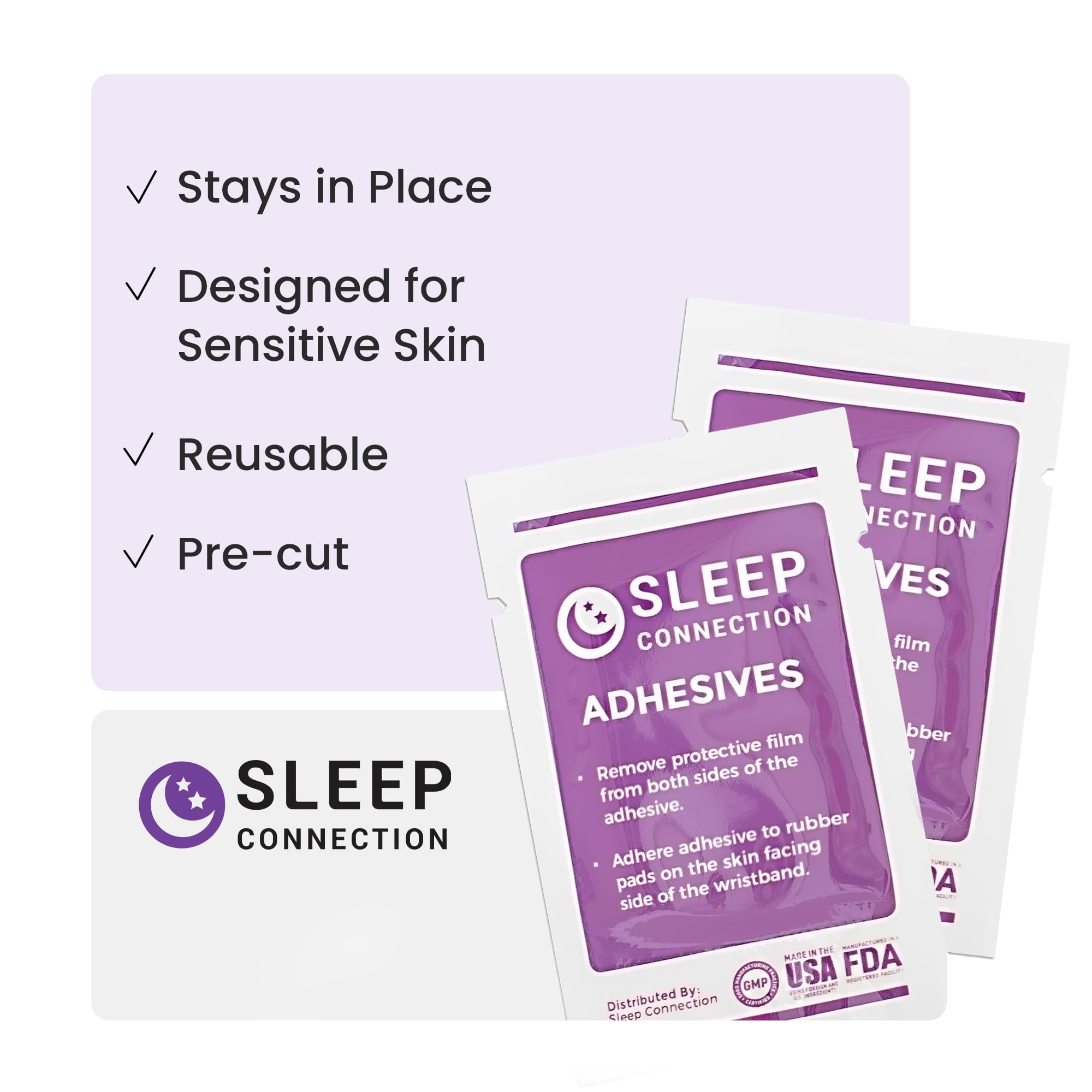 Sleep Connection Gel Adhesive Pads Replacement for Anti Snoring Wristband (6-Pack) - Reusable for Anti Snoring Device, Easy to Apply, Gentle on Skin, Self-Adhesive Pads