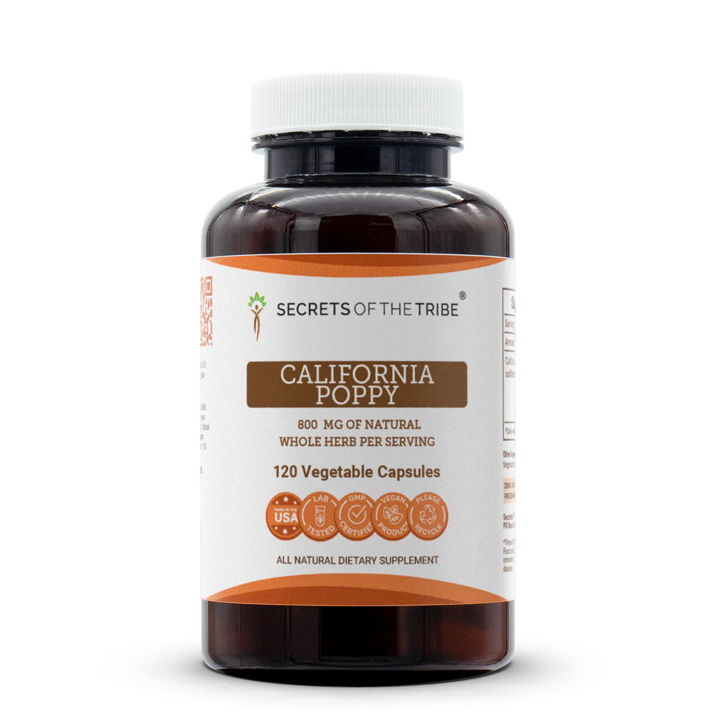 Secrets of the Tribe California Poppy 120 Capsules, 800 mg, California Poppy (Eschscholzia Californica) Dried Herb and Flower (120 Capsules)