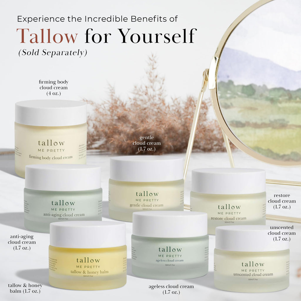 Unscented Cloud Cream, Nourishing Beef Tallow Moisturizer Infused with Lavender and Marshmallow Herbs for Deep Hydration, Soothing Relief, No Essential Oils, Gentle for Sensitive Skin, 1.58 oz