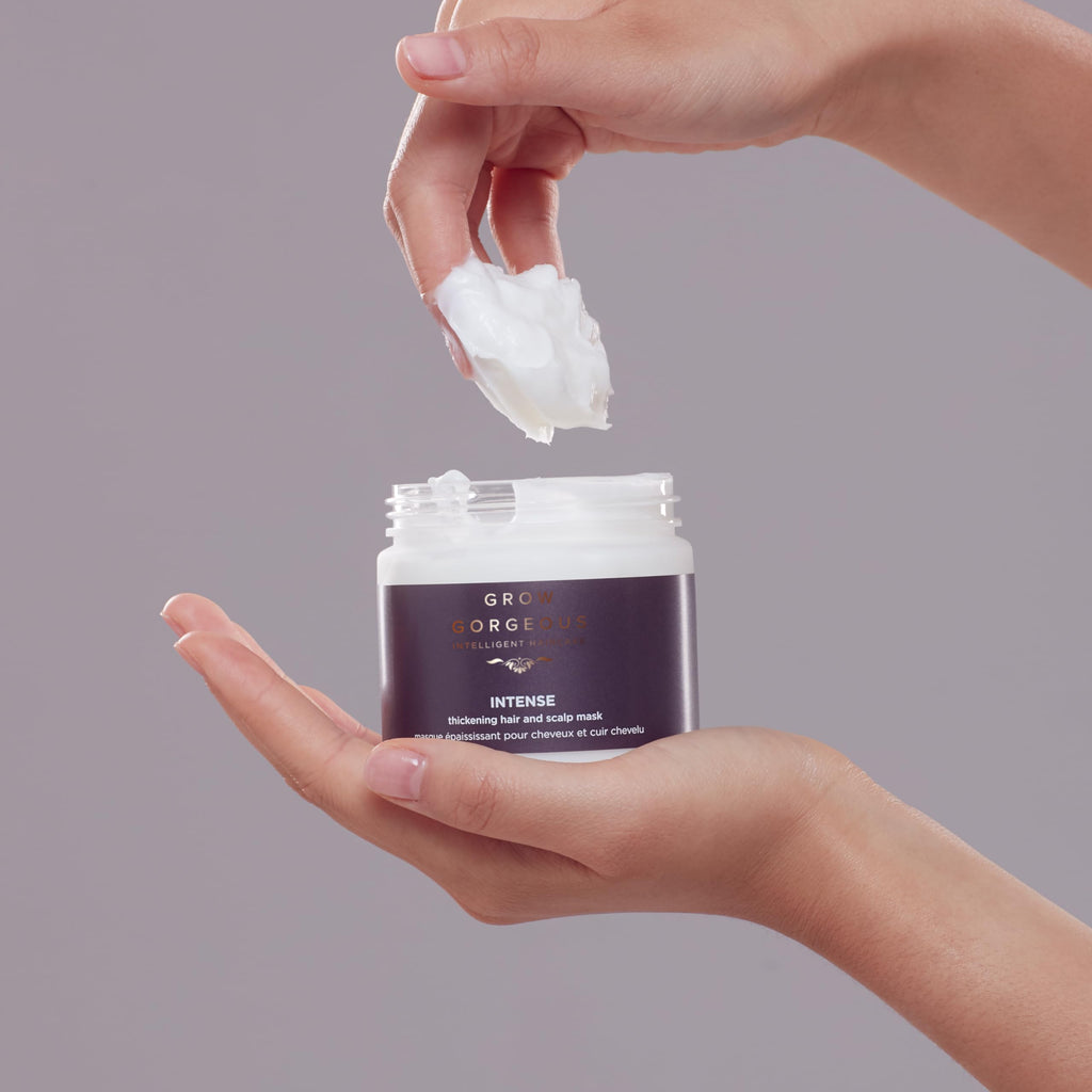 Grow Gorgeous Intense Thickening Hair and Scalp Mask, 200ml - With Hyaluronic Acid and Shea Butter for Fuller and Healthier Hair - Vegan